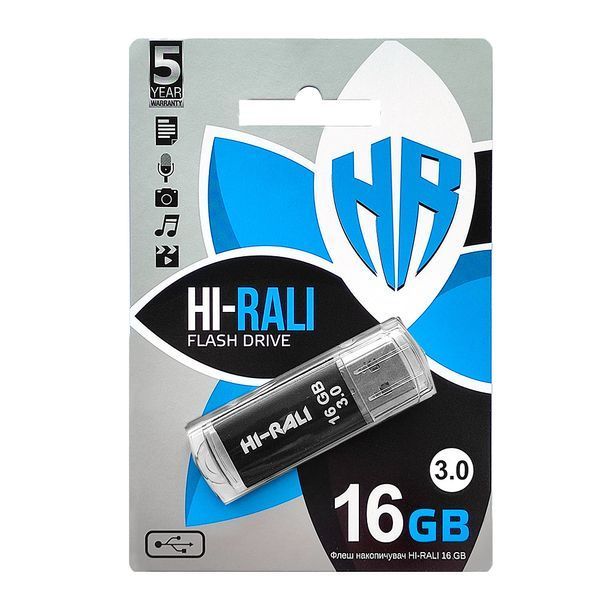 Флеш-накопичувач USB3.0 16GB Hi-Rali Rocket Series Black (HI-16GB3VCBK) HI-16GB3VCBK фото
