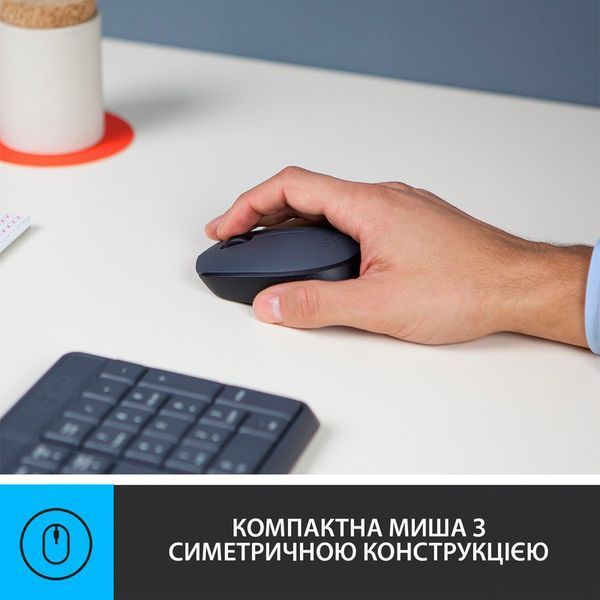 Комплект (клавіатура, мишка) бездротовий Logitech MK235 ENG/UKR Grey USB (920-007931) 920-007931 фото