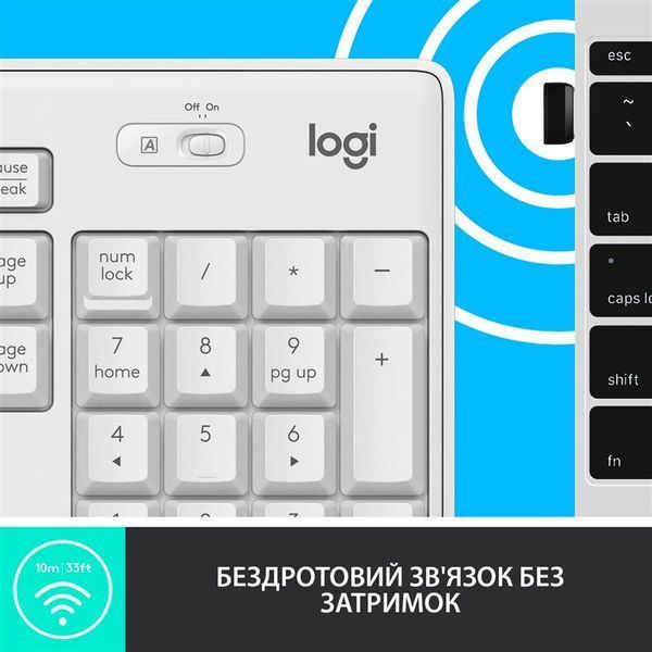 Комплект (клавiатура, миша) бездротовий Logitech MK295 Combo White USB (920-009824) 920-009824 фото