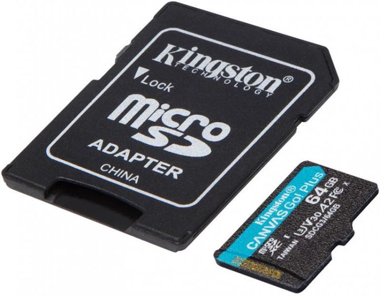 Карта пам`яті MicroSDXC 64GB UHS-I/U3 Class 10 Kingston Canvas Go! Plus R170/W70MB/s + SD-адаптер (SDCG3/64GB) SDCG3/64GB фото