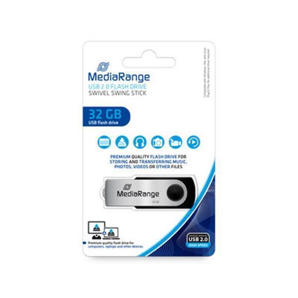 Флеш-накопичувач USB2.0 32GB MediaRange Black/Silver (MR911) MR911 фото