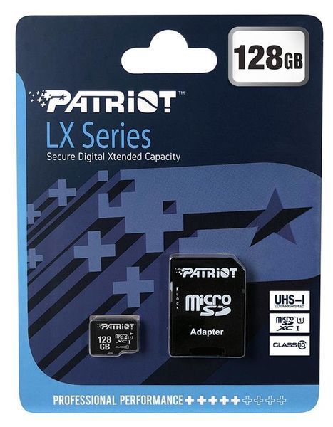 Карта пам`ятi MicroSDXC 128GB UHS-I Class 10 Patriot LX + SD-adapter (PSF128GMCSDXC10) PSF128GMCSDXC10 фото