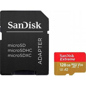 Карта пам`ятi MicroSDXC 128GB UHS-I U3 R190/W90MB/s SanDisk Extreme V30 + SD-адаптер (SDSQXAA-128G-GN6AA) SDSQXAA-128G-GN6AA фото